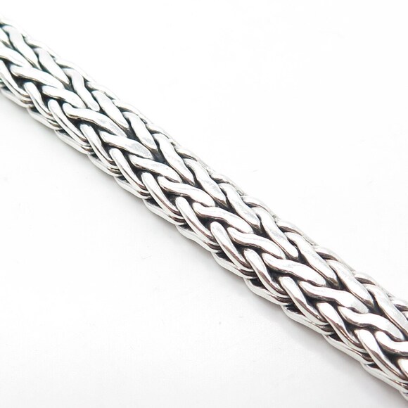 925 Sterling Silver Vintage Spiga/Wheat Link Heavy Bangle Bracelet 7.75" - Picture 3 of 7